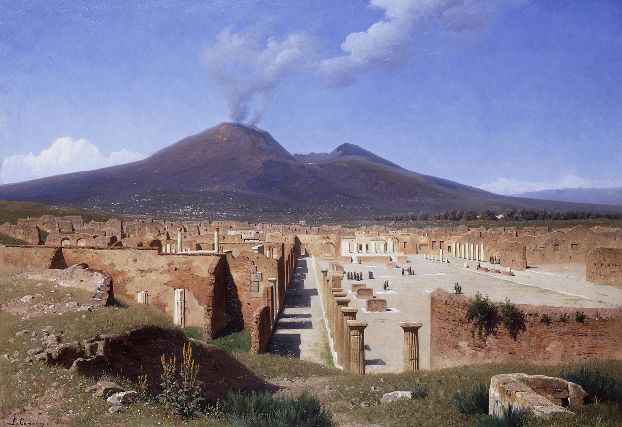 Wezuwiusz z Pompejów, 1883 autorstwa Louis Spangenberg