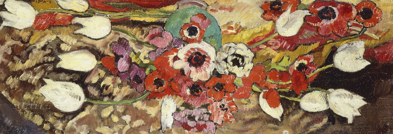 Anêmonas e Tulipas Brancas; Anemones et Tulipes Blanches Polonês autorstwa Louis Valtat