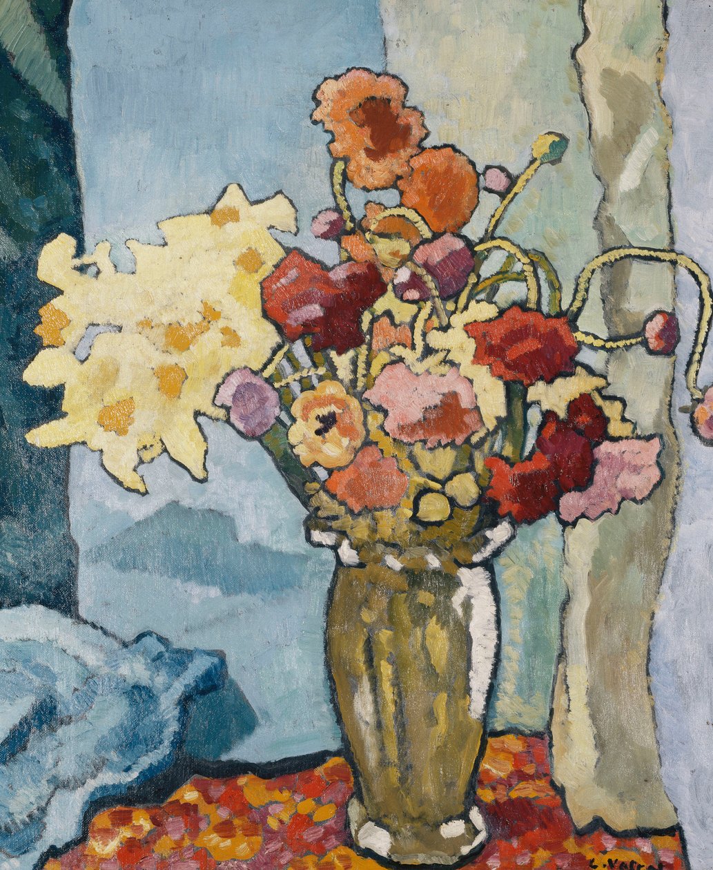 Kwiaty w wazonie; Kwiaty w wazonie, ok. 1939 r. (olej na płótnie) autorstwa Louis Valtat