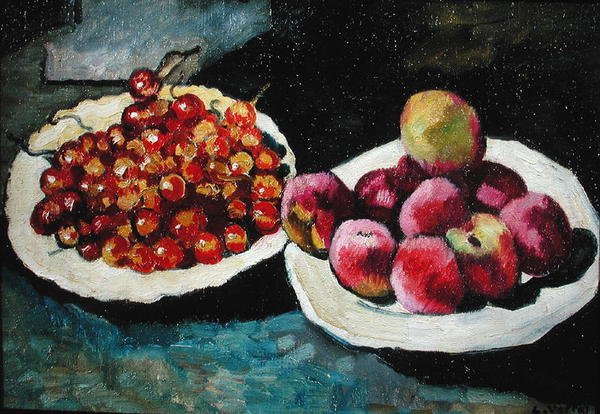 Martwa natura z brzoskwiniami i wiśniami (olej na płótnie) autorstwa Louis Valtat