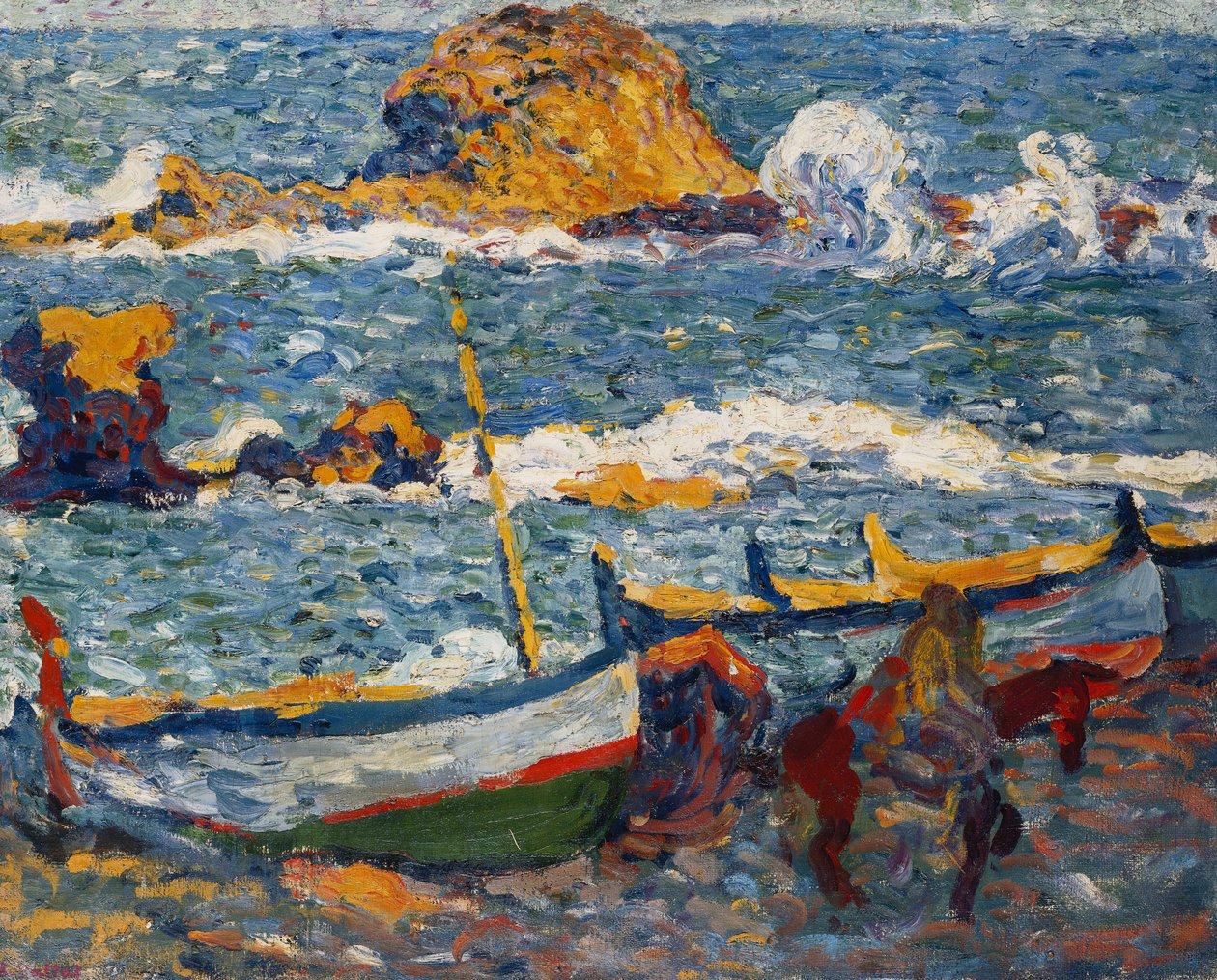 Strajk w Llanca w Hiszpanii; La Greve de Llanca, Hiszpania, ok. 1896 (olej na płótnie) autorstwa Louis Valtat