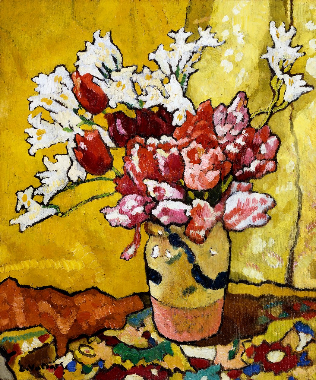 Wazon, Tulipany I Biali Kwiaty autorstwa Louis Valtat