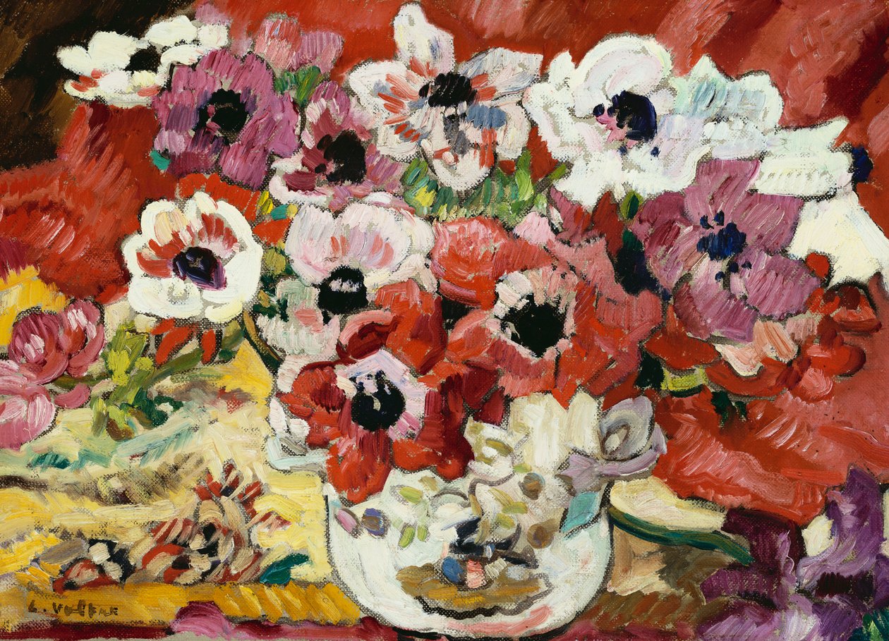 Wazon z anemonami (olej na płótnie) autorstwa Louis Valtat