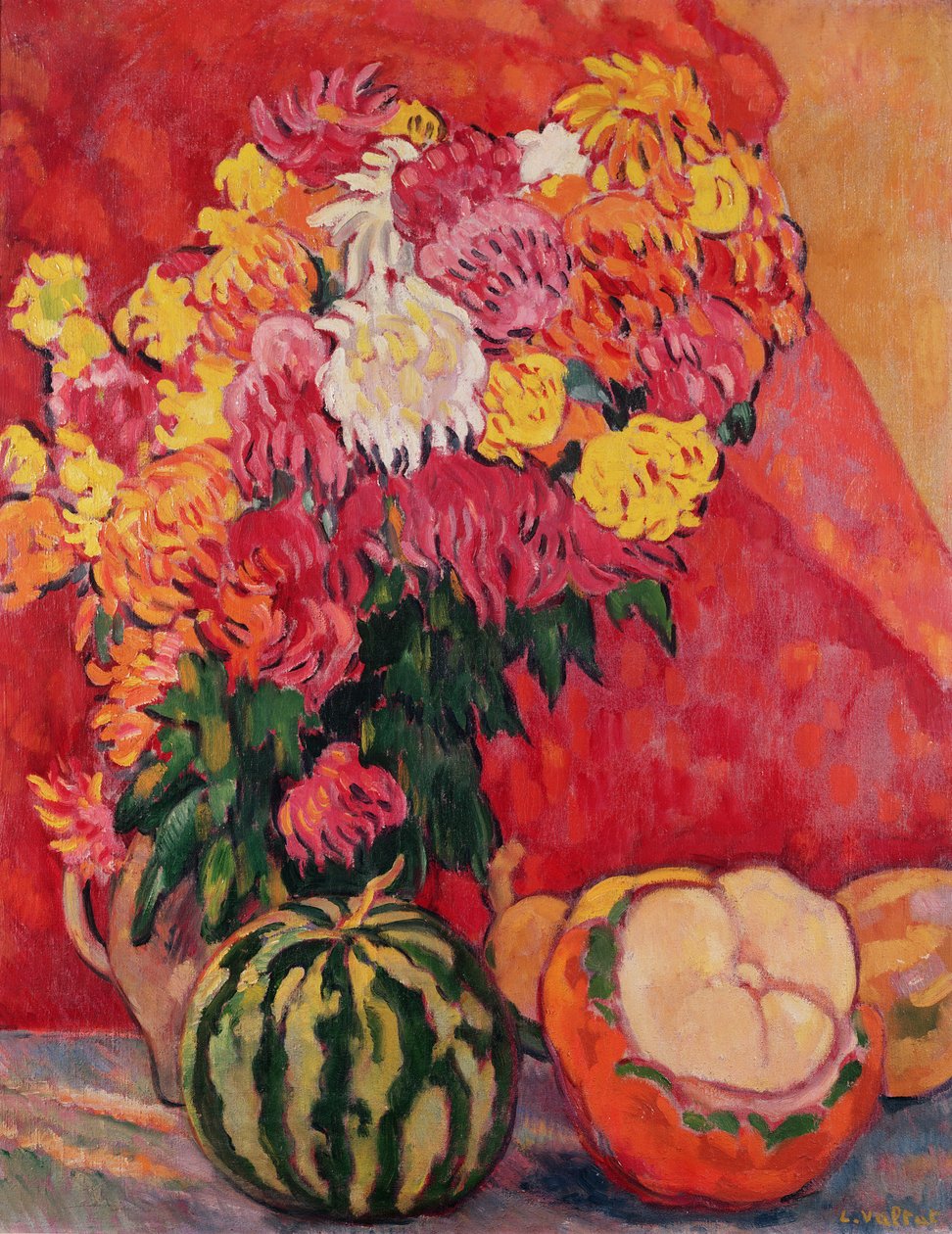 Wazon pelargonii z melonami autorstwa Louis Valtat