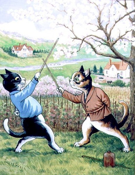 Koty Szermierka autorstwa Louis Wain