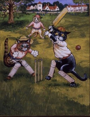 Koty grające w krykieta autorstwa Louis Wain