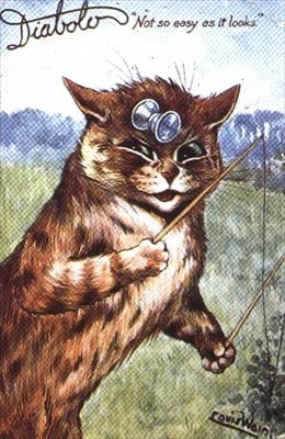 „Diabolo – Nie tak proste, jak się wydaje” (pocztówka) autorstwa Louis Wain