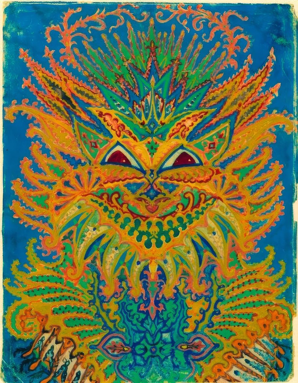 Kalejdoskop Koty: wzór kota na niebiesko autorstwa Louis Wain