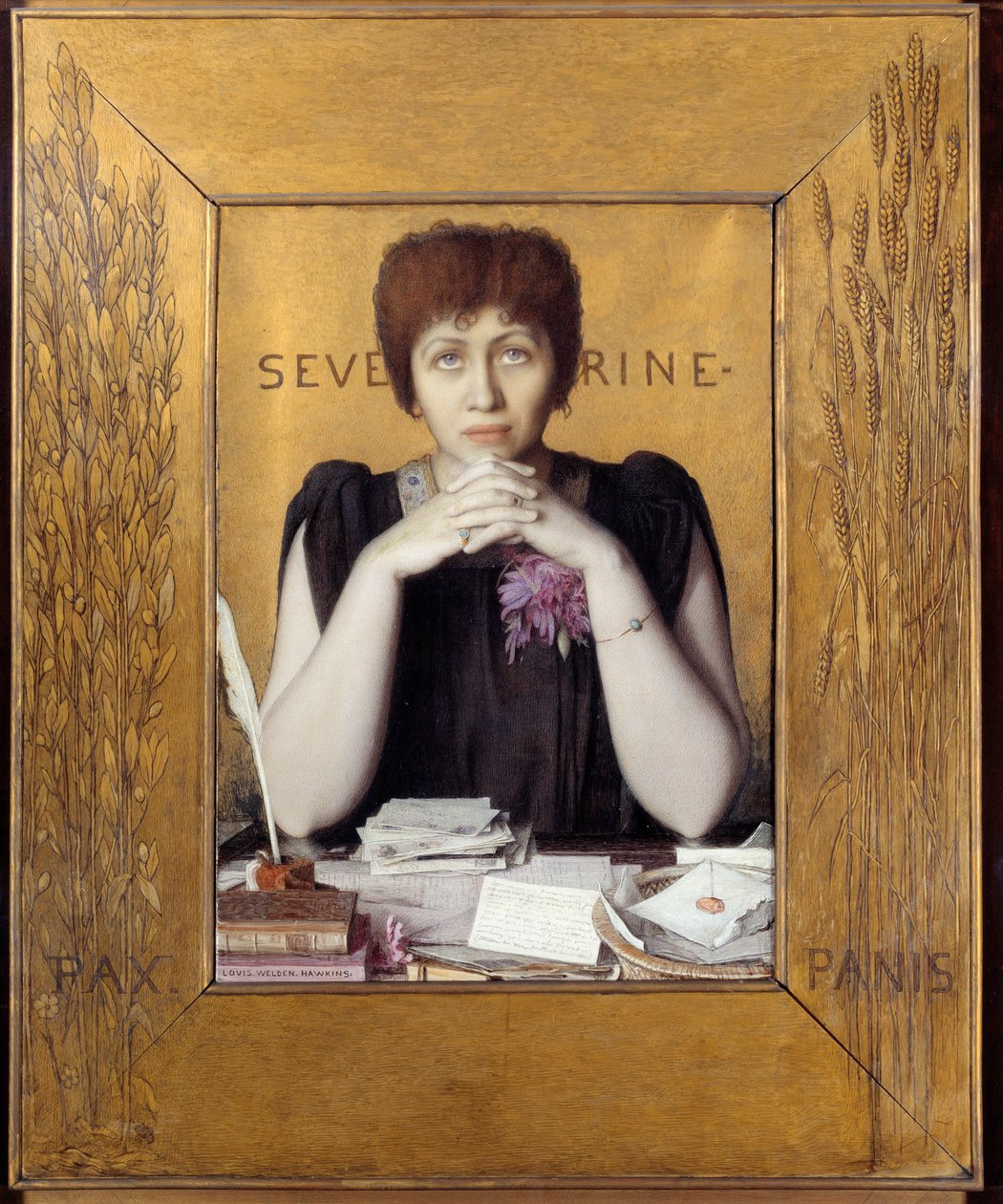 Portret Caroline Remy zwana Severine (1855 - 1929) francuska dziennikarka. Obraz Louis Welden Hawkins (1849 - 1910) Ec. Ang autorstwa Louis Welden Hawkins
