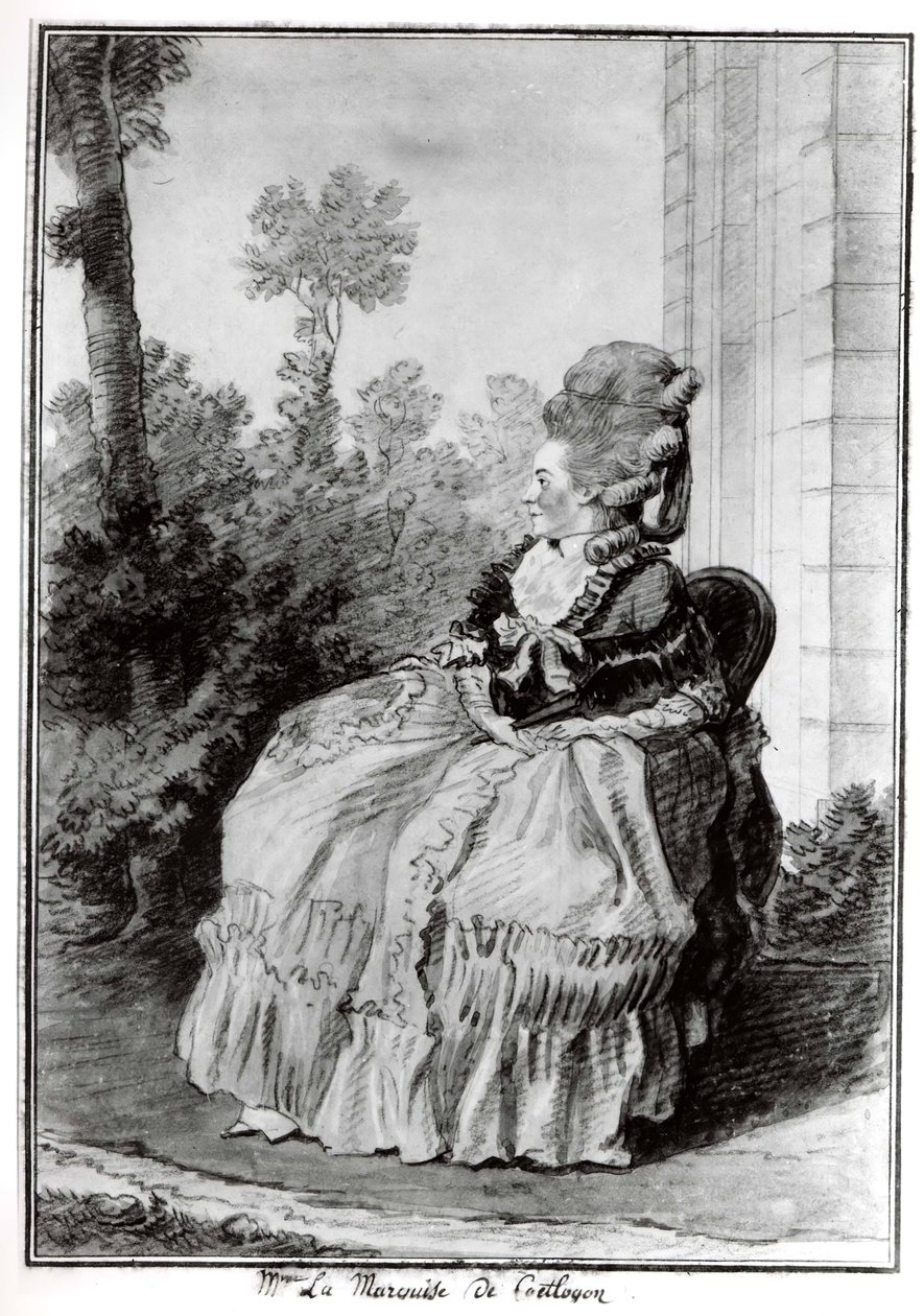 Madame la Marquise de Coetlogon, ca. 1777. autorstwa Louis de Carmontelle