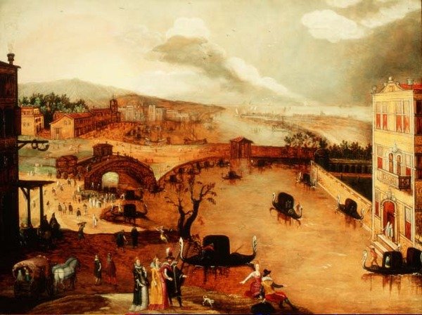 Scena Galante w pejzażu rzecznym (panel) autorstwa Louis de Caullery
