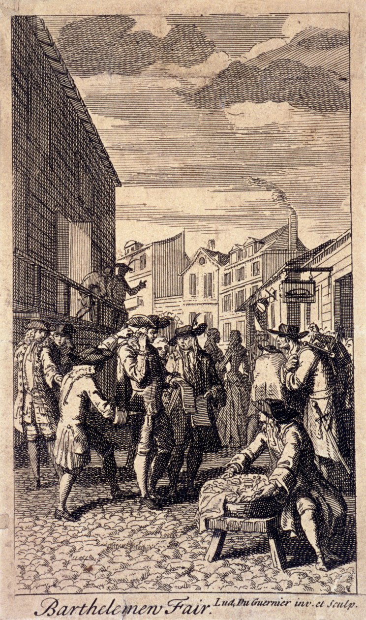 Targi Bartłomieja, Londyn, ok. 1715 r. autorstwa Louis du Guernier