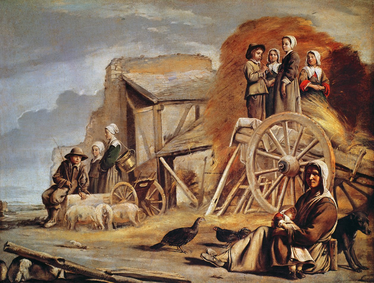 Wózek z sianem, czyli powrót z sianokosów, 1641 autorstwa Louis le Nain