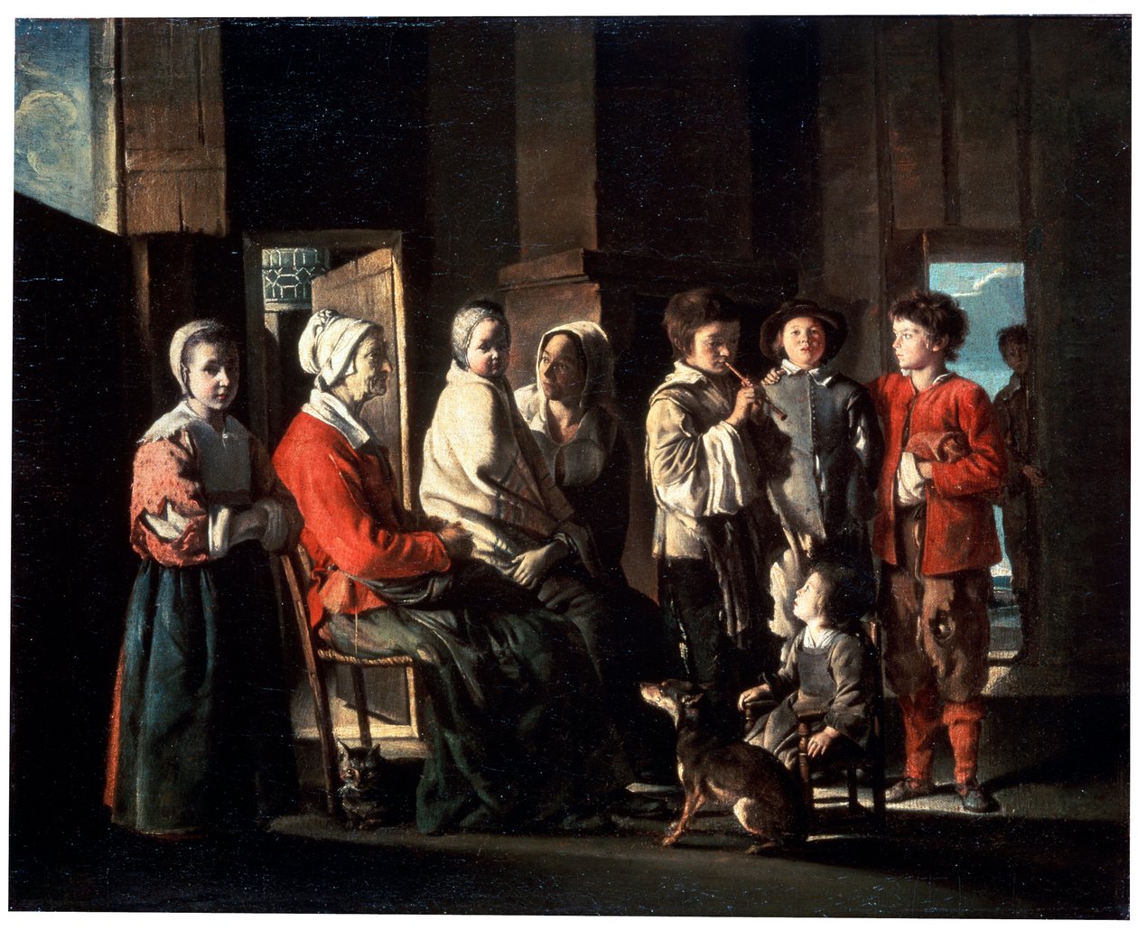 Wizyta u babci, 1645. autorstwa Louis le Nain