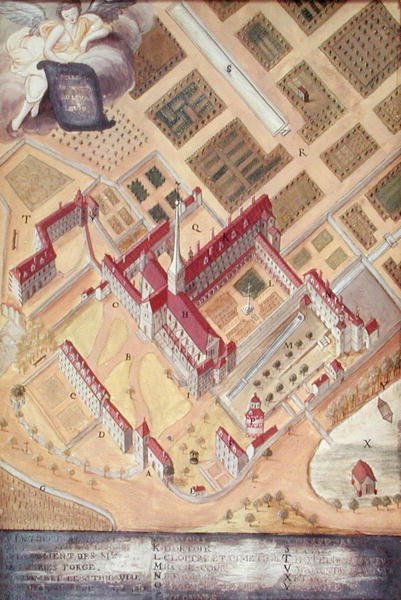 Widok perspektywiczny opactwa, z lAbbaye de Port-Royal, ok. 1710 autorstwa Louise Madelaine Cochin