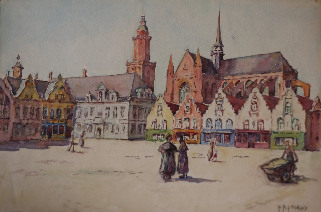 Centralny plac Veurne w Belgii autorstwa Louise Renée Lacroix