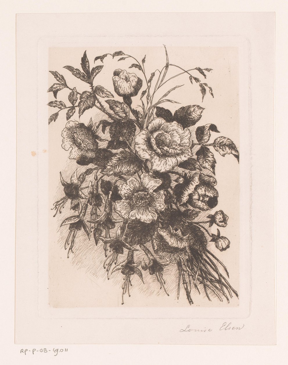 Kwiat martwej natury z różami i zawilcami autorstwa Louise Elsen (attributed to)