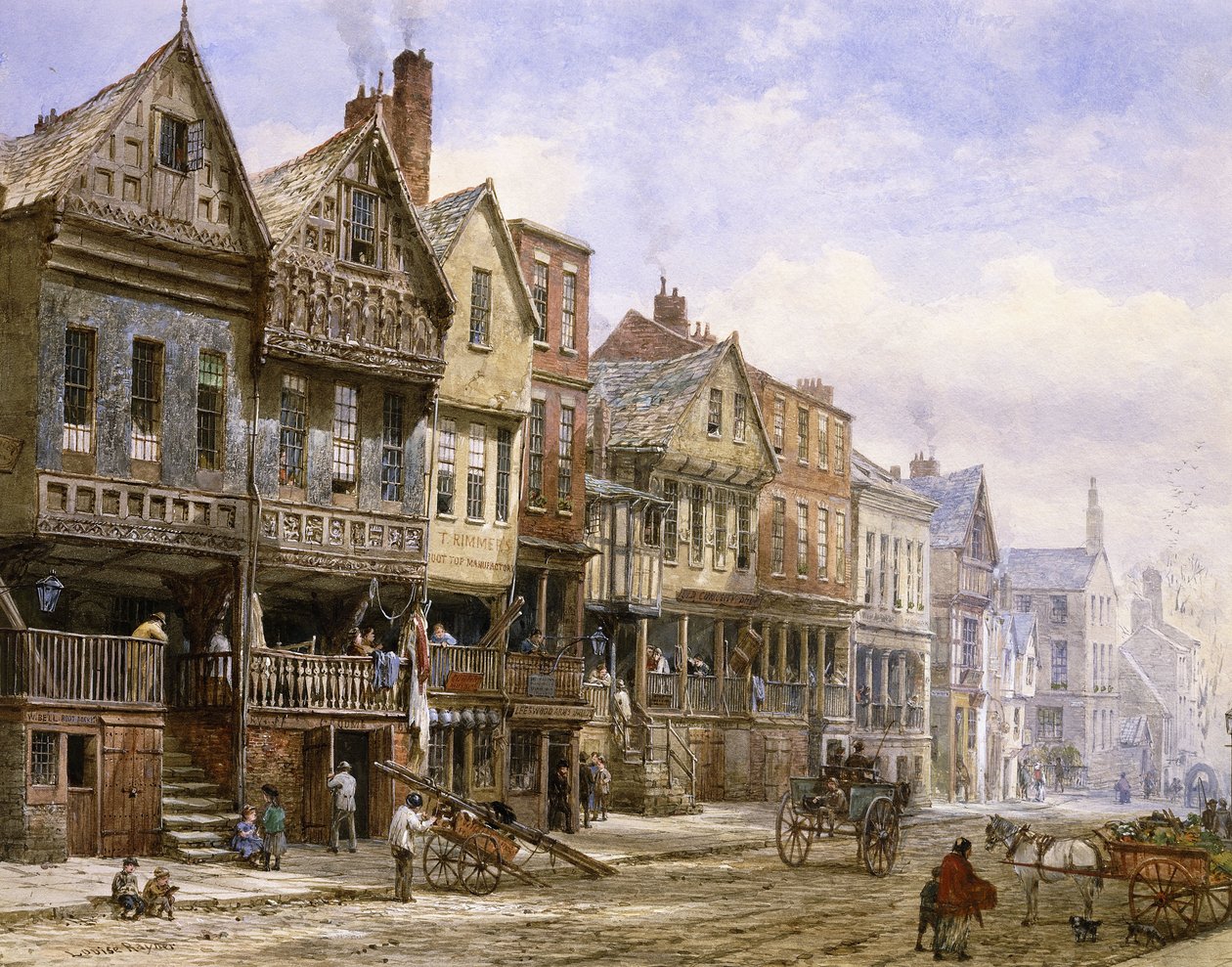 Watergate Street, Chester, Patrząc na Zachód, autorstwa Louise Ingram Rayner