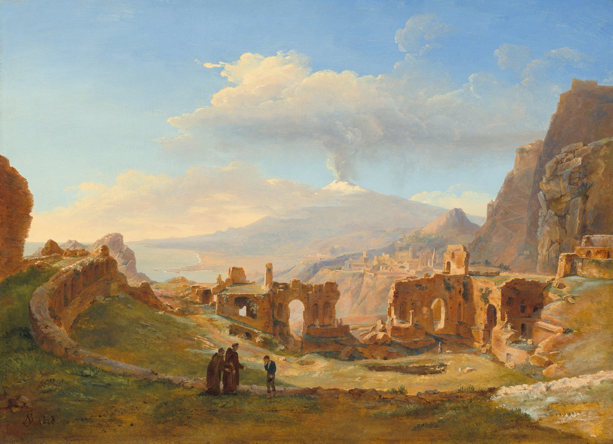 Teatr rzymski w Taorminie, 1828. autorstwa Louise Josephine Sarazin de Belmont