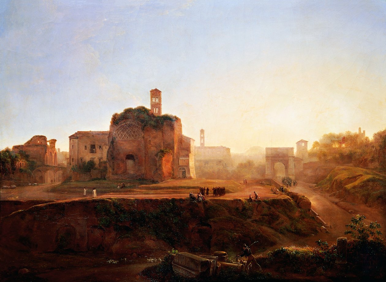Widok Forum wieczorem, Louise-Josephine Sarazin de Belmont (1790-1870) autorstwa Louise Josephine Sarazin de Belmont