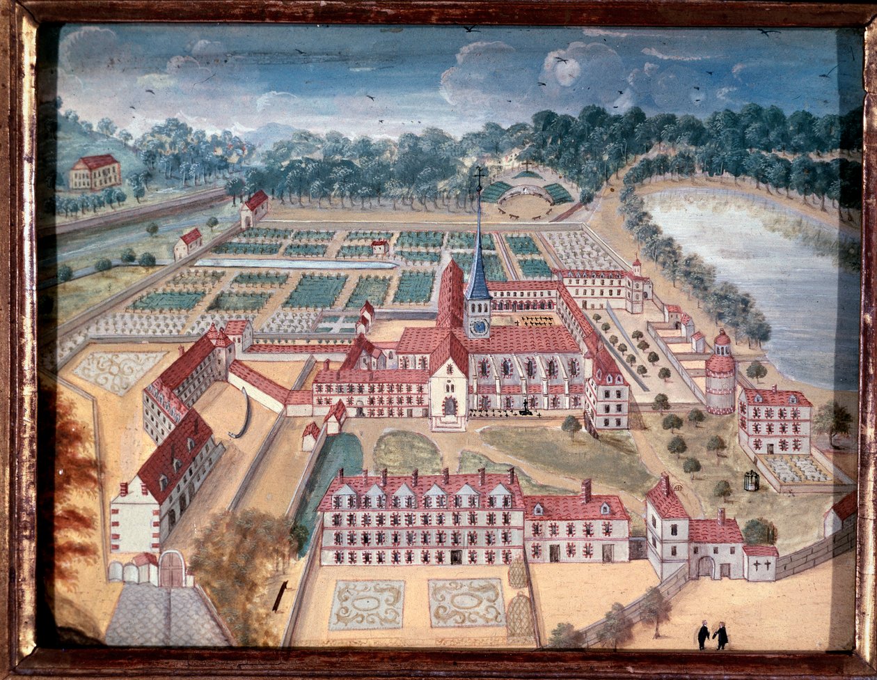 Widok na opactwo Port-Royal-des-Champs (gwasz autorstwa Louise Madeleine Cochin
