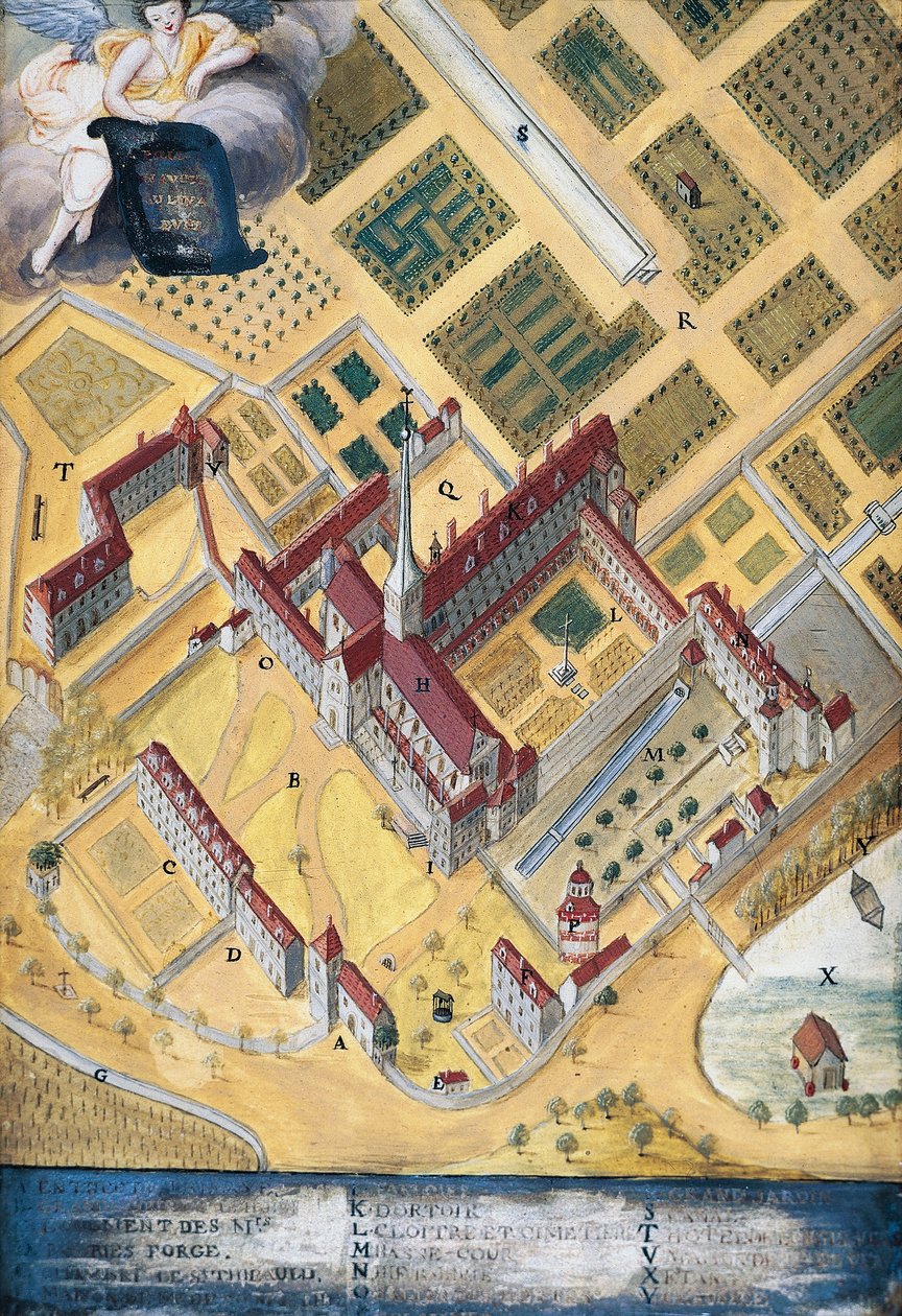 Opactwo Port-Royal des Champs, widok ogólny, Louise-Magdeleine Hortemels (1688-1767), Francja autorstwa Louise Magdeleine Hortemels