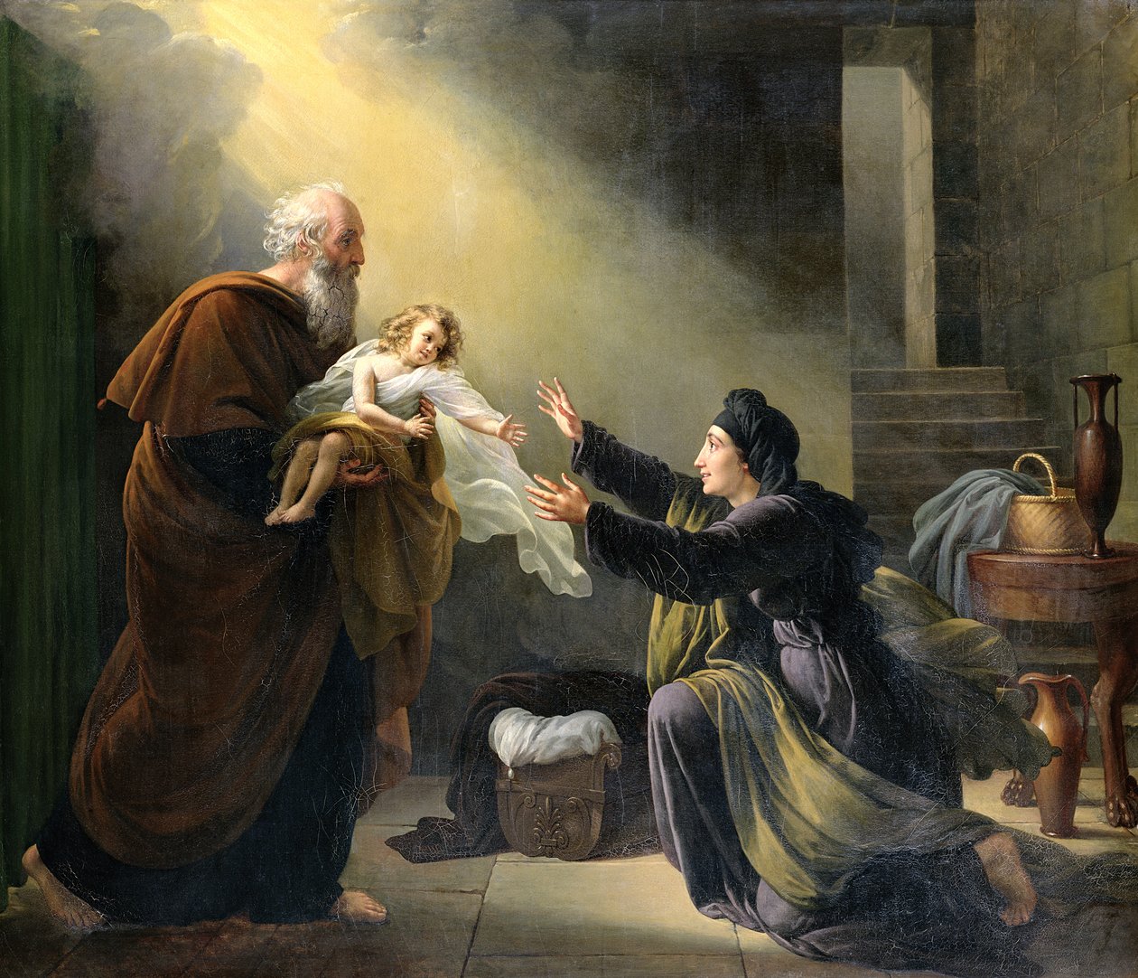 Eliasz reanimuje syna wdowy z Sarepta autorstwa Louise Marie Jeanne Hersent
