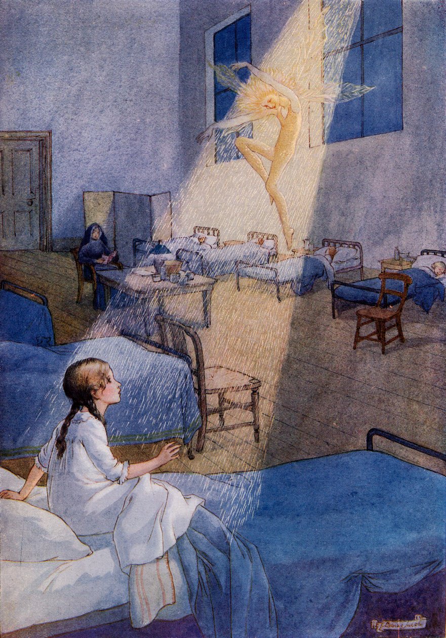 Piaskowa wróżka, z obrazu Louise Jacobs z książki „Książka dla dzieci księżniczki Marie-José”, wydanej w 1916 r. (kolor lito) autorstwa Louise Rice Jacobs