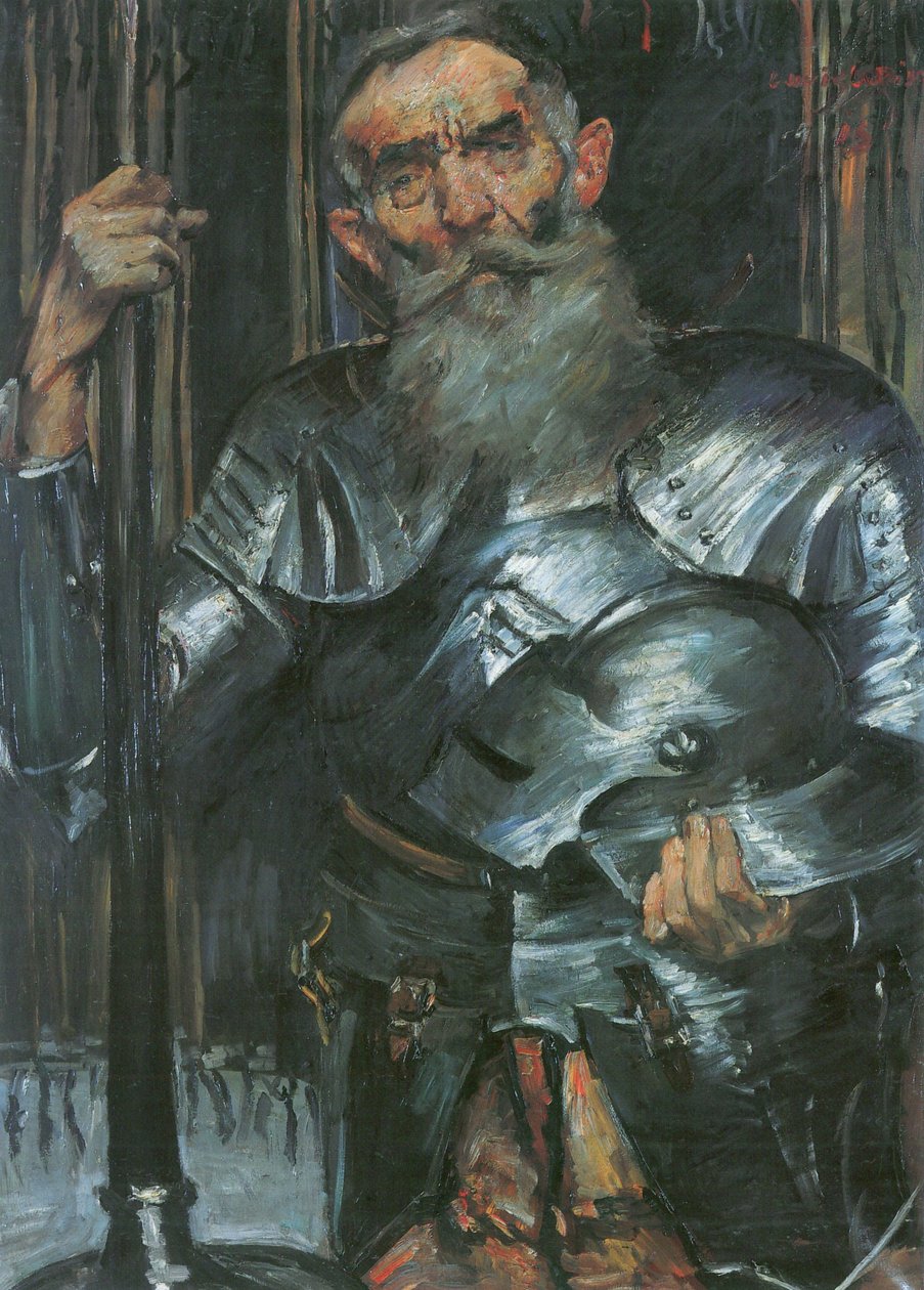 Stary człowiek w zbroi rycerza autorstwa Lovis Corinth