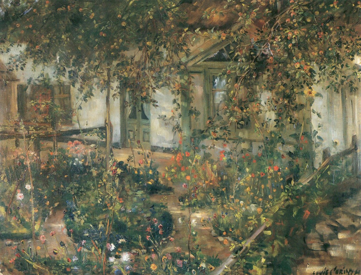 Kwitnący ogródek przy domku autorstwa Lovis Corinth
