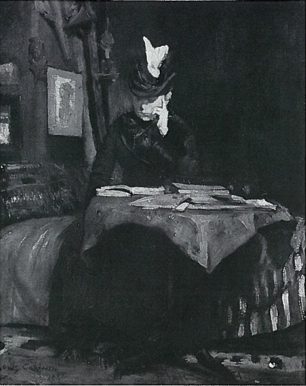 Czytanie pani przy stole autorstwa Lovis Corinth