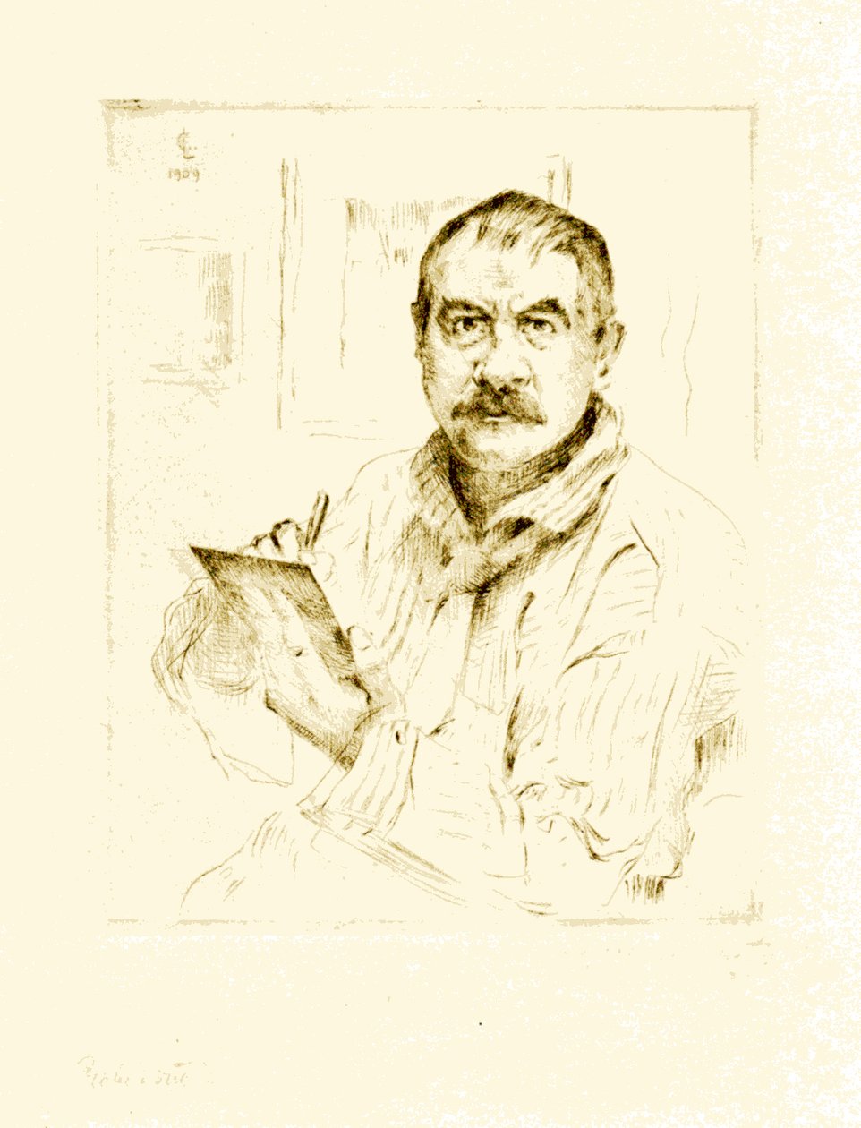Autoportret, wymazywanie autorstwa Lovis Corinth