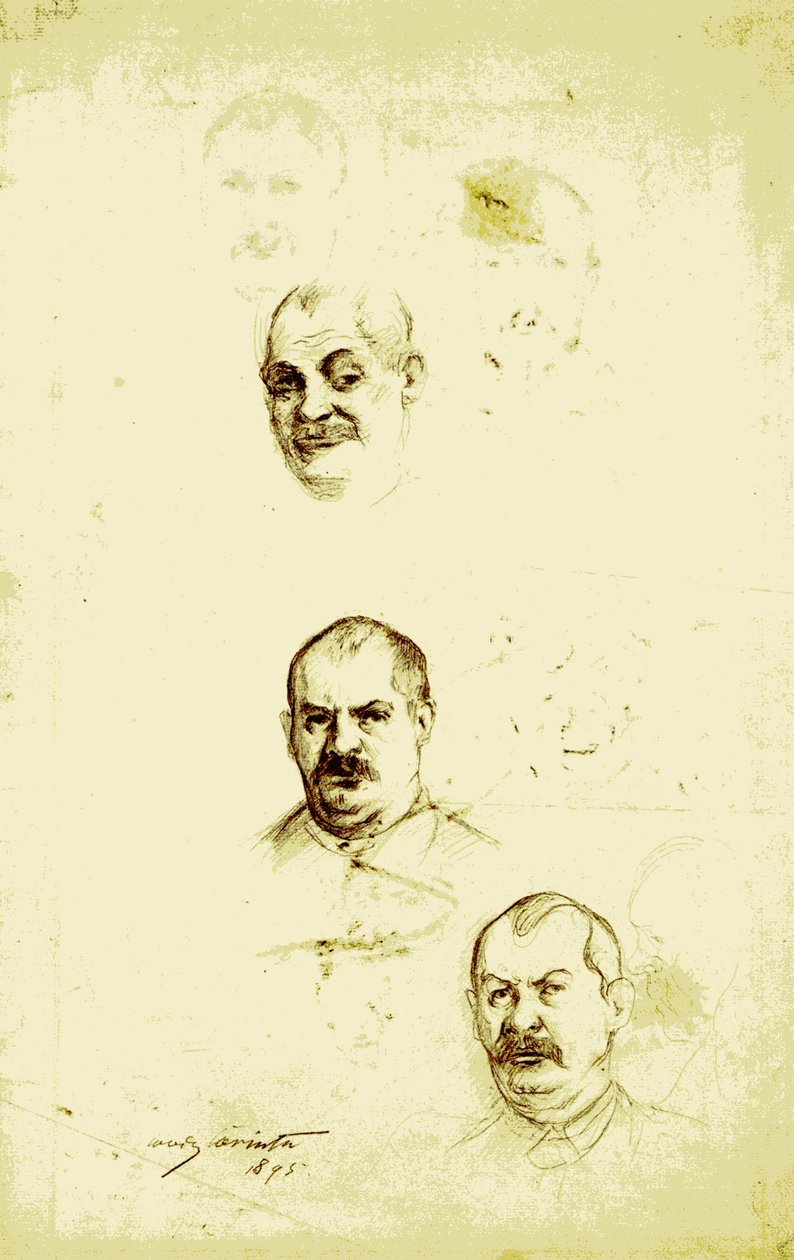 Autoportrety na arkuszu do nauki autorstwa Lovis Corinth