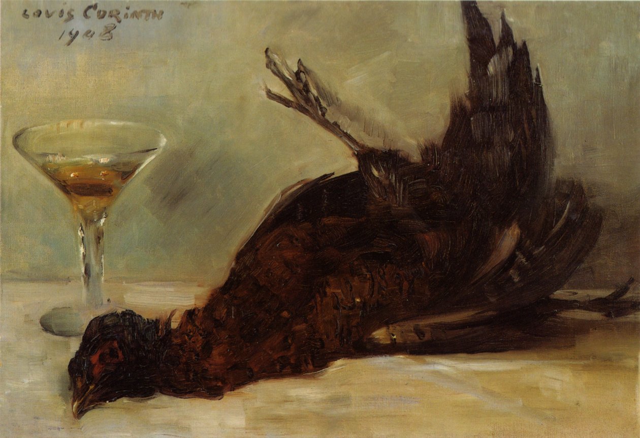 Martwa natura z bażantem i kieliszkiem wina autorstwa Lovis Corinth