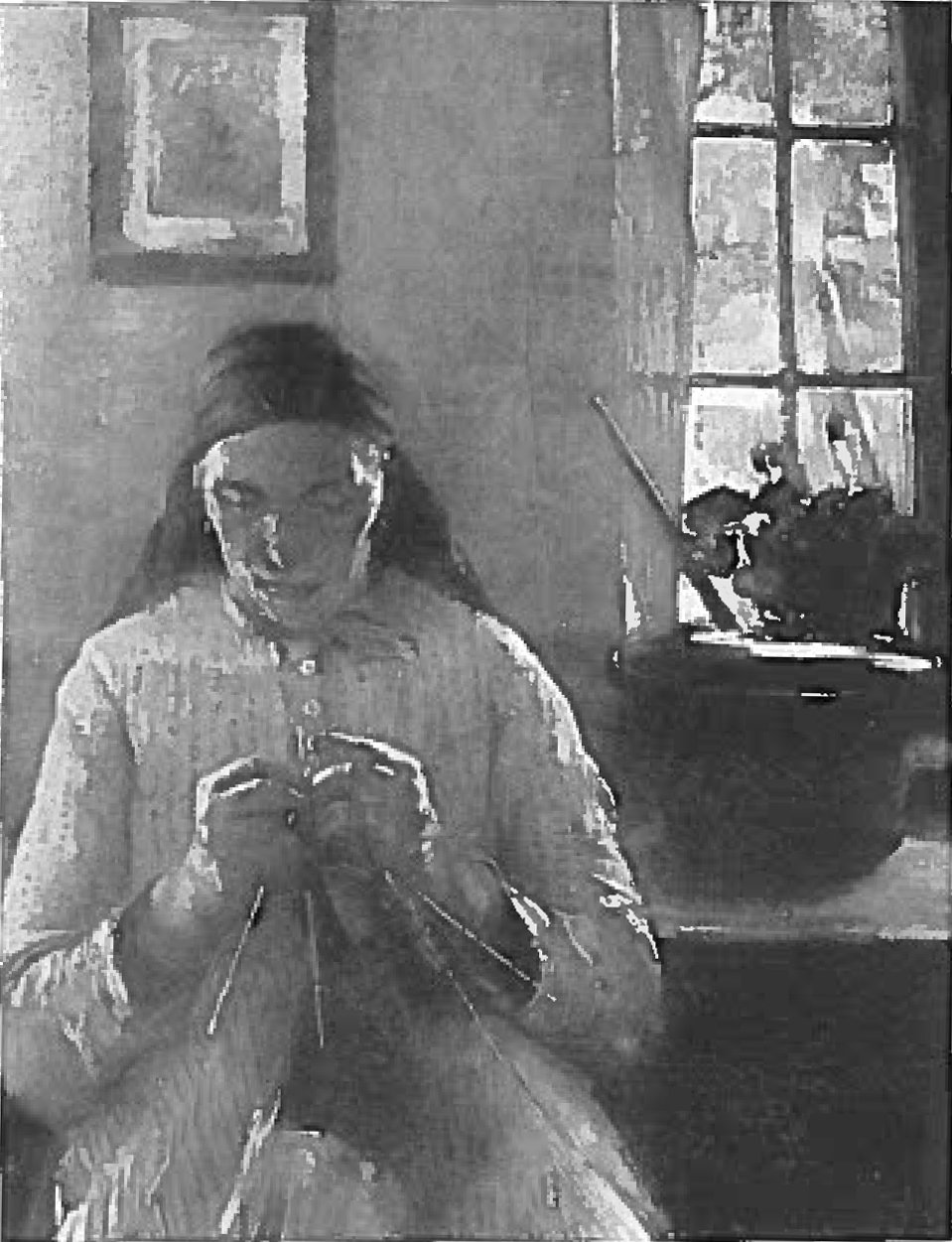 Kobieta robi na drutach w Dachaun autorstwa Lovis Corinth
