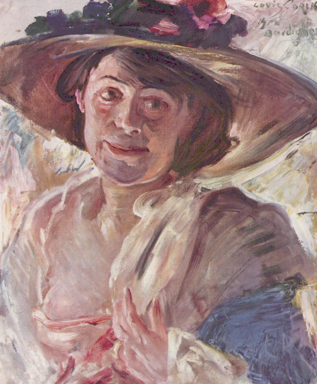 Kobieta w różanym kapeluszu autorstwa Lovis Corinth