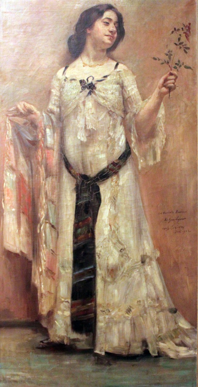 Portret Charlotte Berend w białej sukni autorstwa Lovis Corinth