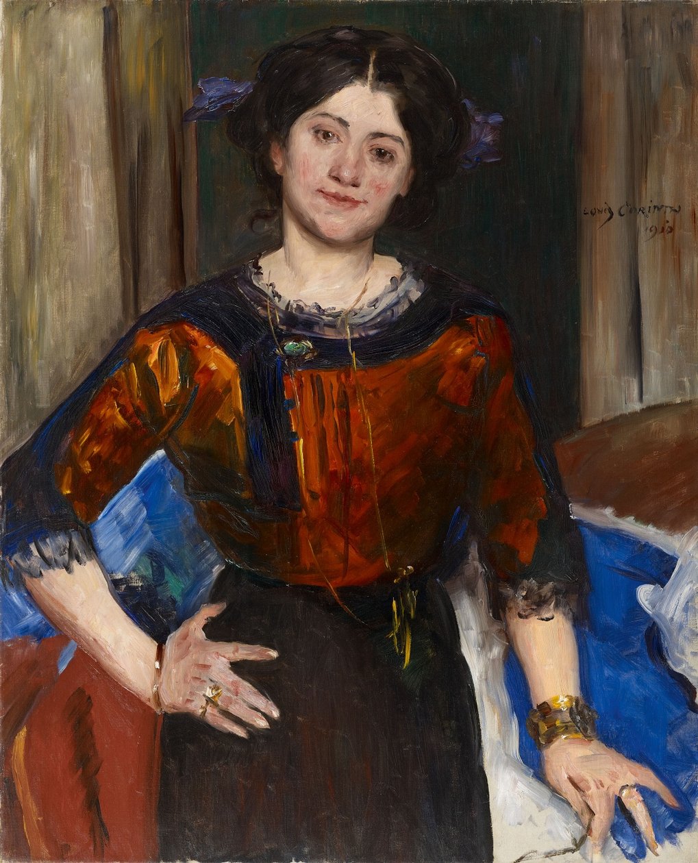 Portret Charlotte Corinth w brązowej bluzce autorstwa Lovis Corinth