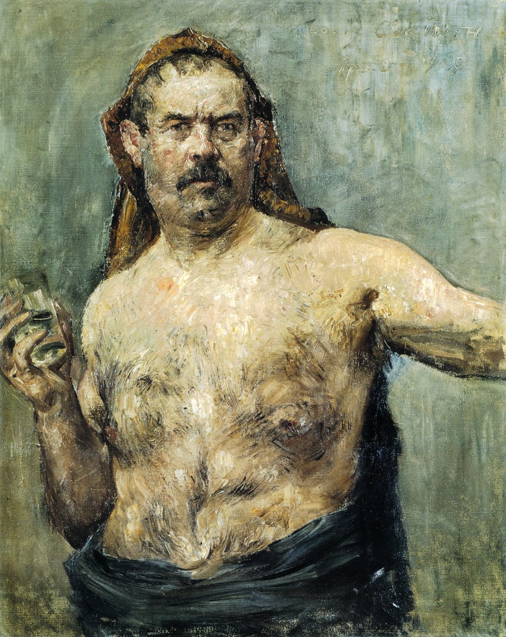 Autoportret ze szkłem autorstwa Lovis Corinth