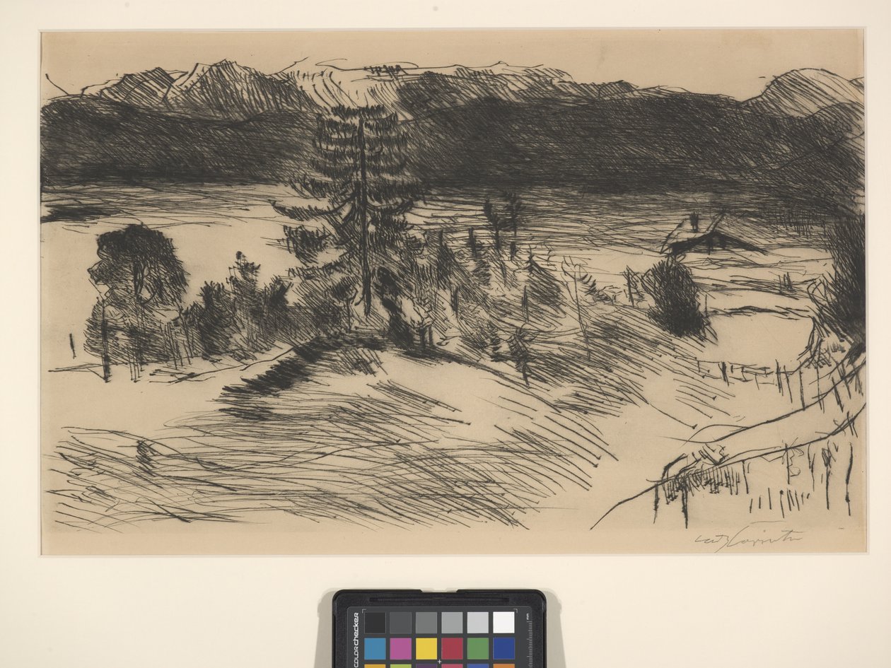 Duży Walchenzee (akwaforta i sucha igła) autorstwa Lovis (1858 1925) Corinth