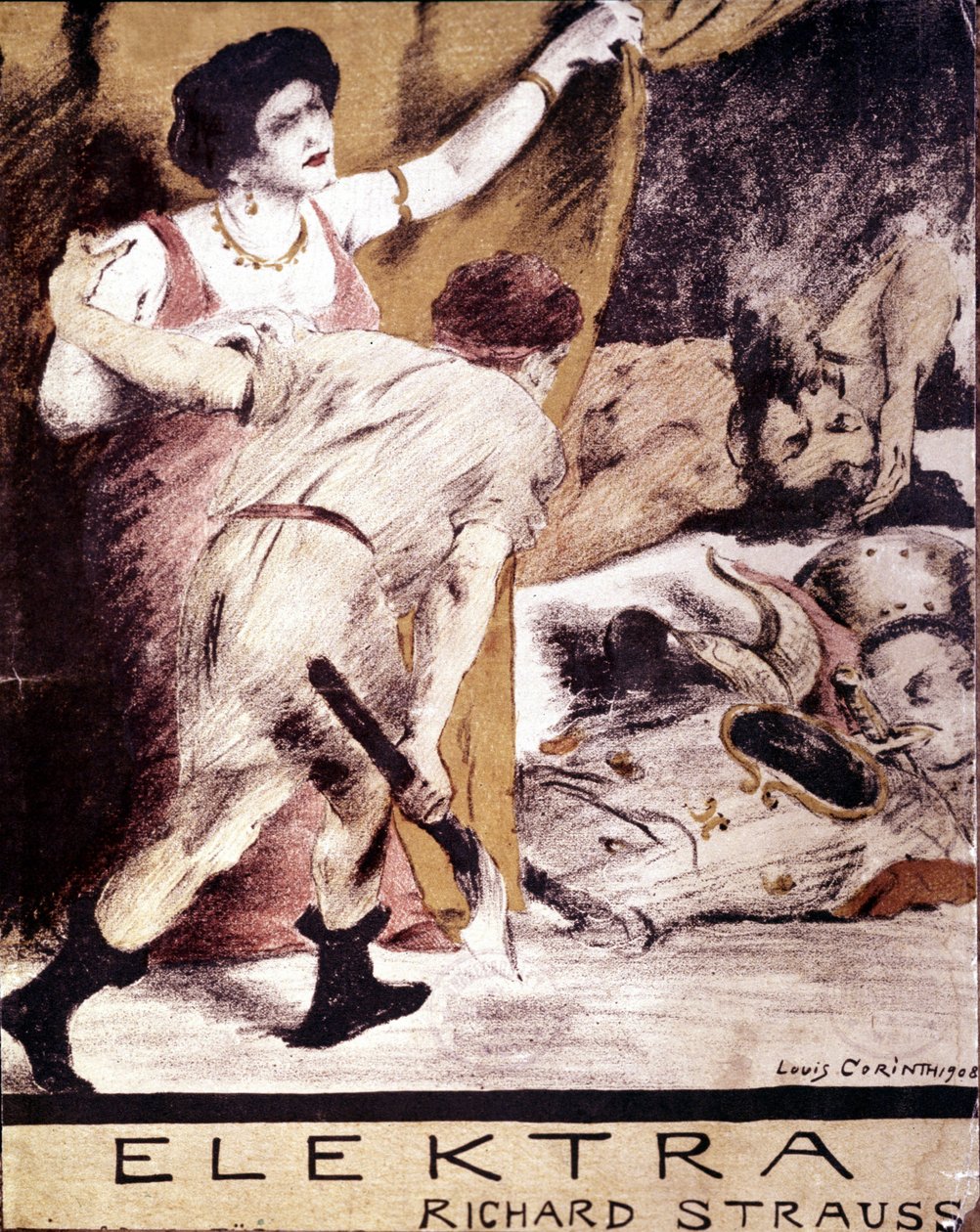 Richard Strauss, ilustracja do partytury „Elektry” Louisa Corintha z 1908 r. zbiory prywatne Mediolan autorstwa Lovis  Corinth