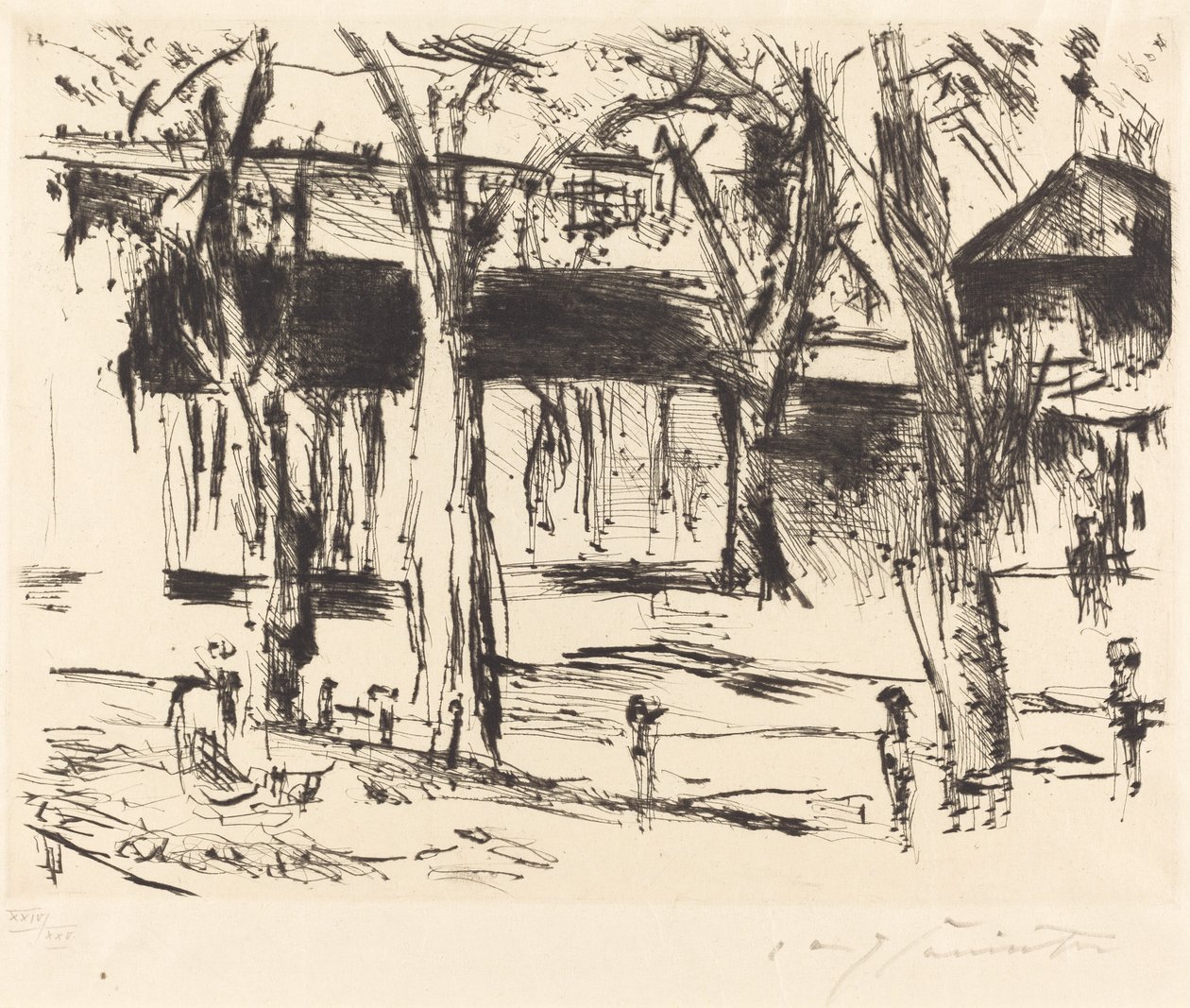 Dworzec kolejowy Tiergarten (sąd z drzewami) autorstwa Lovis Corinth