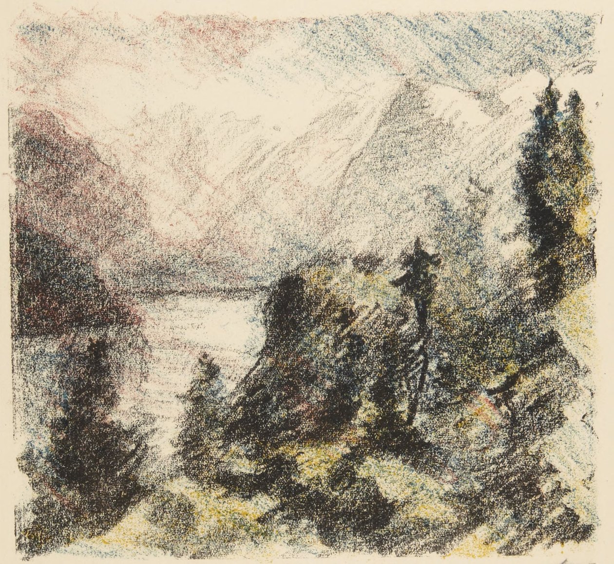 Jezioro górskie (jeden z pięciu z cyklu: Pejzaże szwajcarskie) autorstwa Lovis Corinth