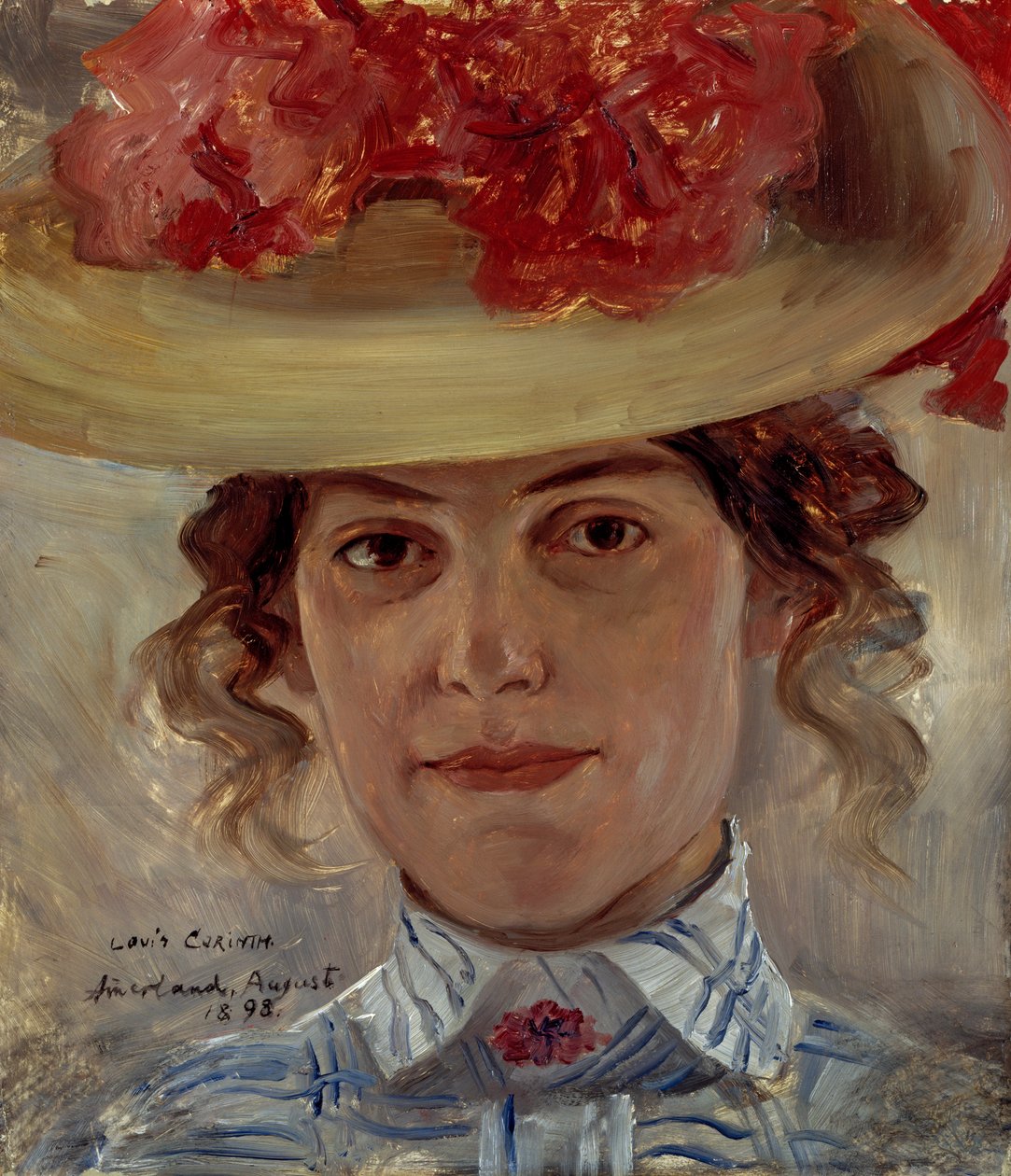 Pani Halbe w słomkowym kapeluszu autorstwa Lovis Corinth