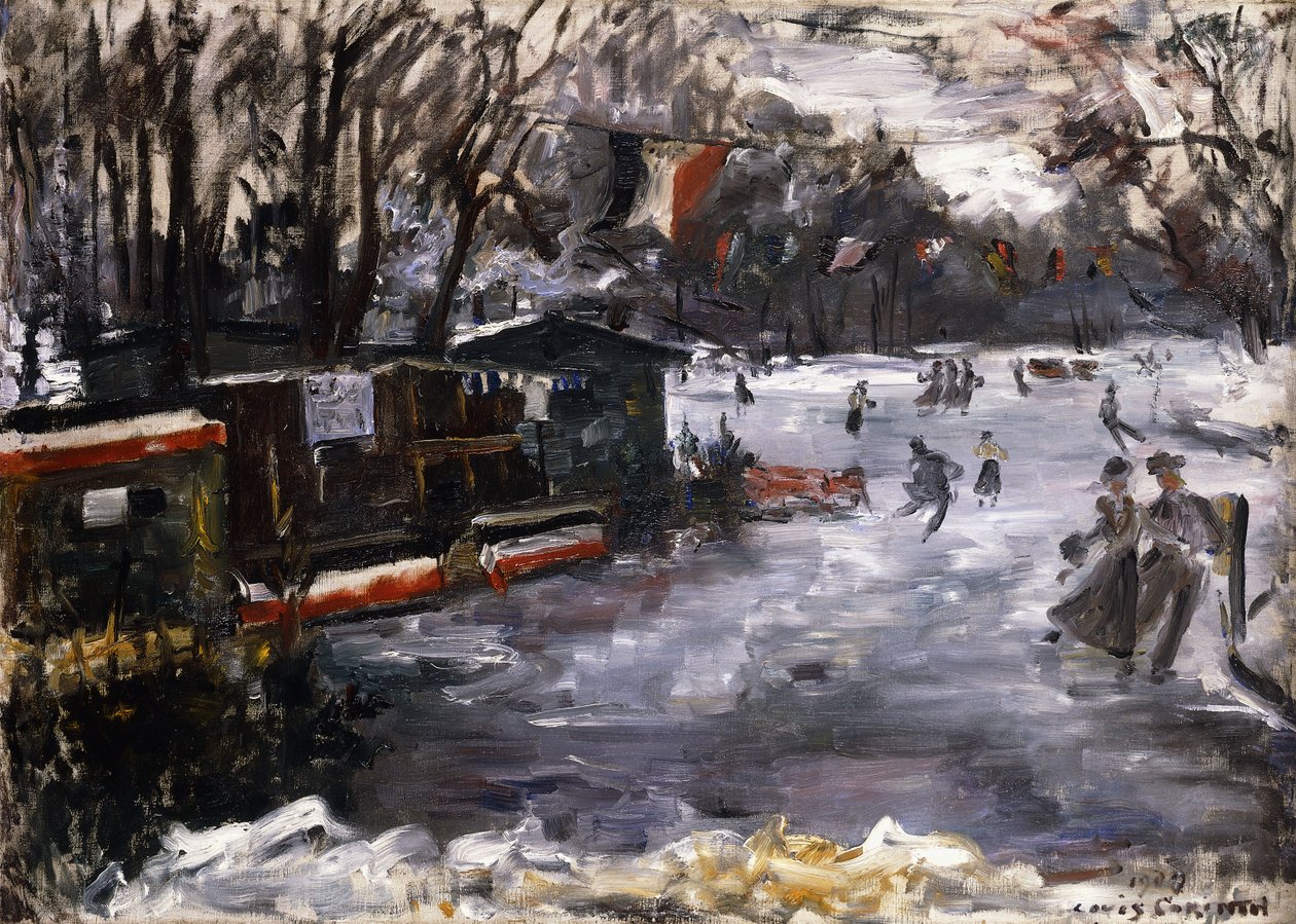 Lodowisko w Tiergarten w Berlinie; Lodowisko w berlińskim Tiergarten, 1909 autorstwa Lovis Corinth
