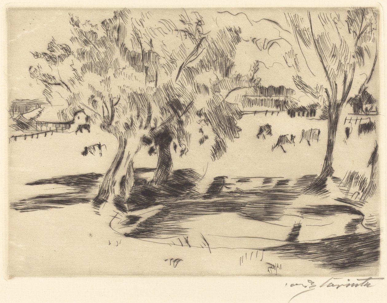Krajobraz z krowami autorstwa Lovis Corinth