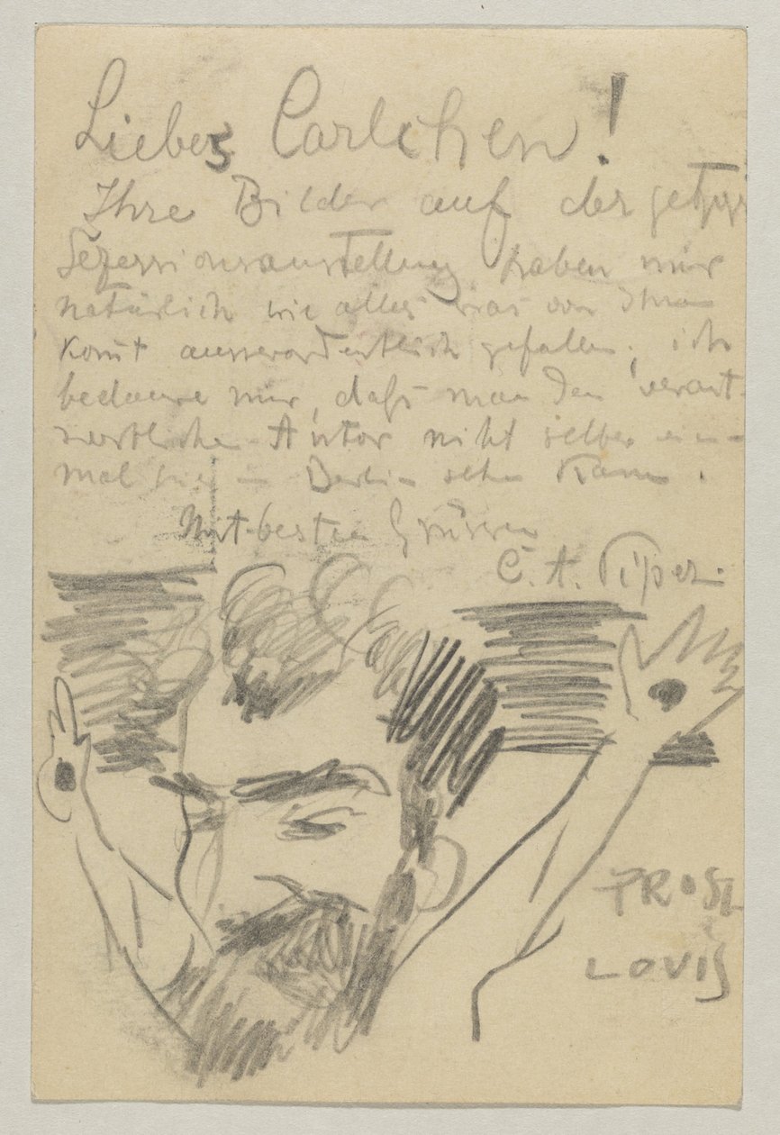 Lovis Corinth do Carla Strathmanna: pocztówka, data stempla pocztowego 16 stycznia 1903 autorstwa Lovis Corinth