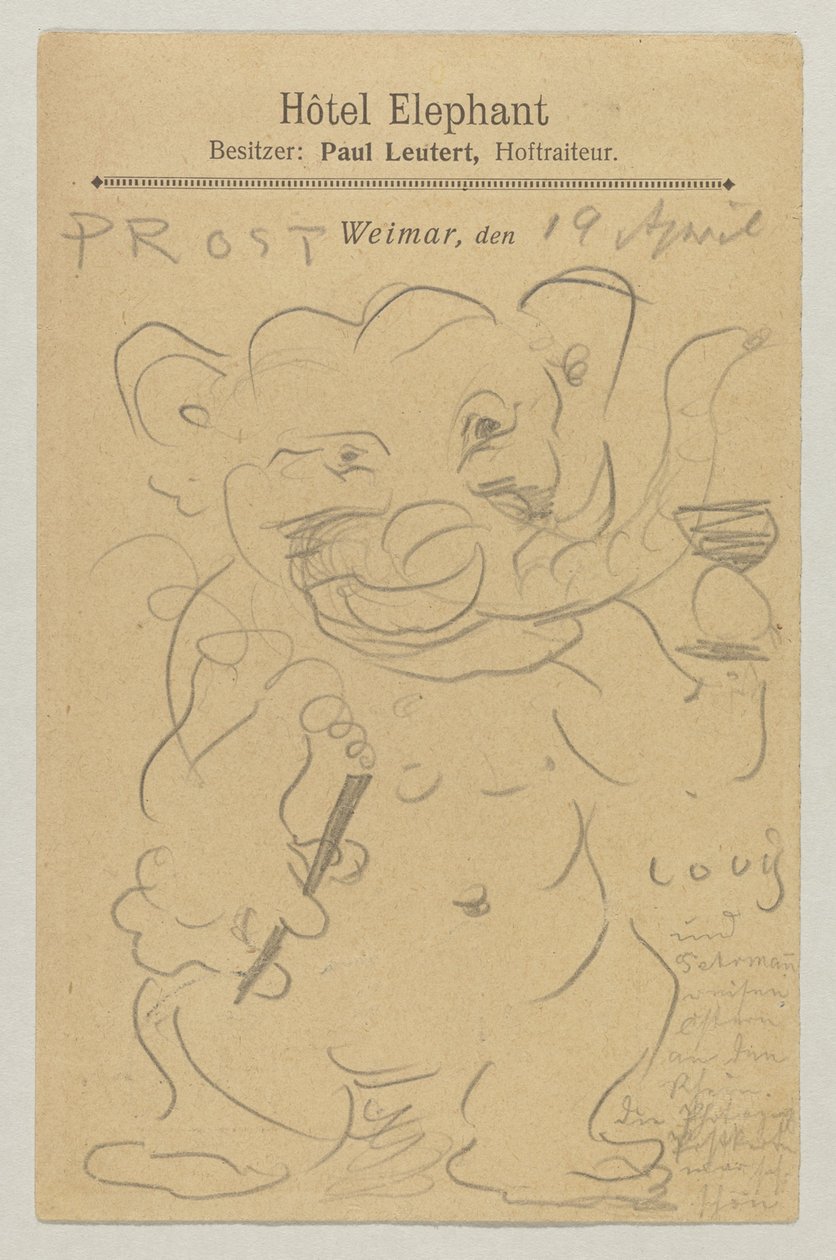 Lovis Corinth do Carla Strathmanna: pocztówka, data stempla pocztowego 20 kwietnia 1905 autorstwa Lovis Corinth