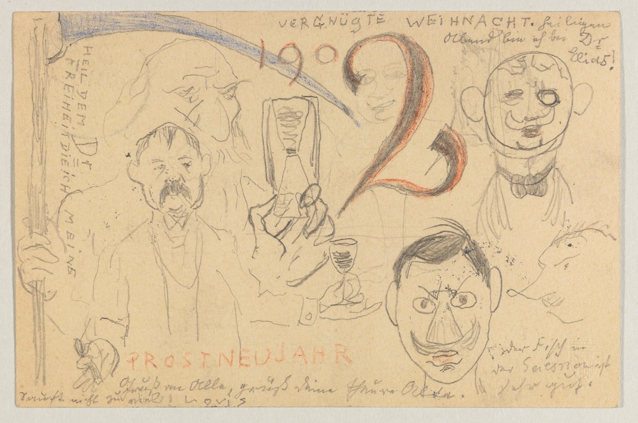 Lovis Corinth do Carla Strathmanna: pocztówka, data stempla pocztowego 24 grudnia 1901 autorstwa Lovis Corinth