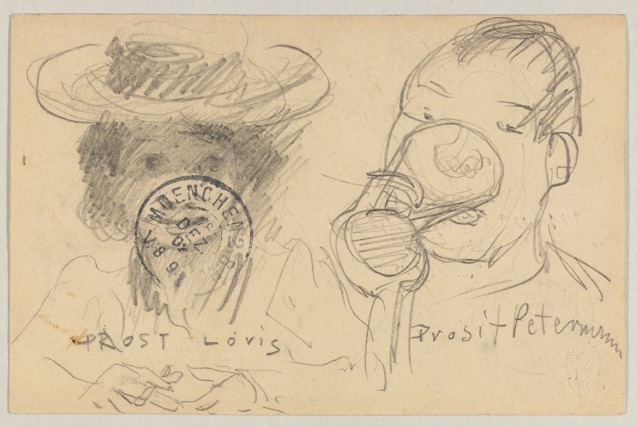 Lovis Corinth do Carla Strathmanna: pocztówka, data stempla pocztowego na awersie 17 grudnia 1902 autorstwa Lovis Corinth
